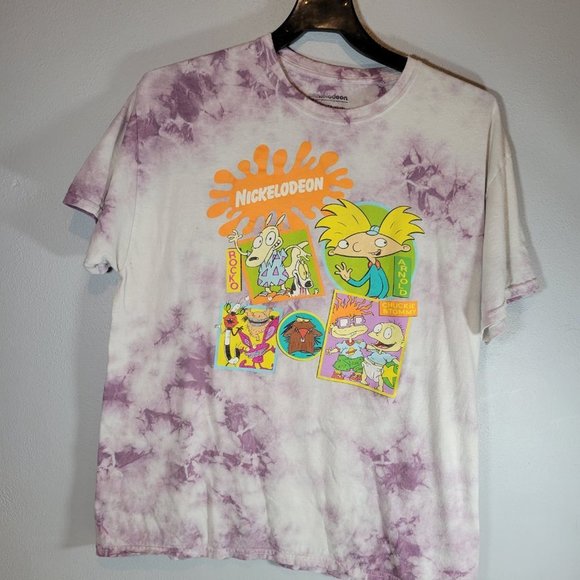 Nickelodeon Rugrats Ren And Stimpy Hey Arnold Crew TV Shows Tie Dye Tee Shirt XL - Picture 1 of 5